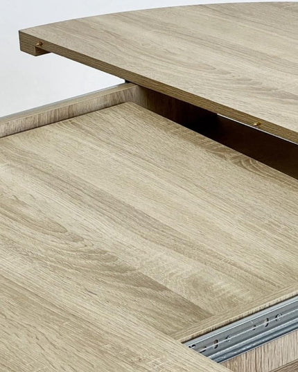 59" Brown and White Wood Oval Cross Legs Coffee Table