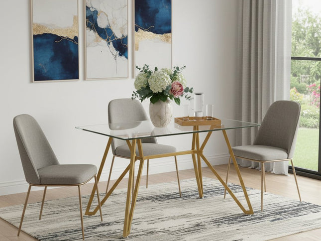 47" White and Gold Glass and Steel Trestle Coffee Table