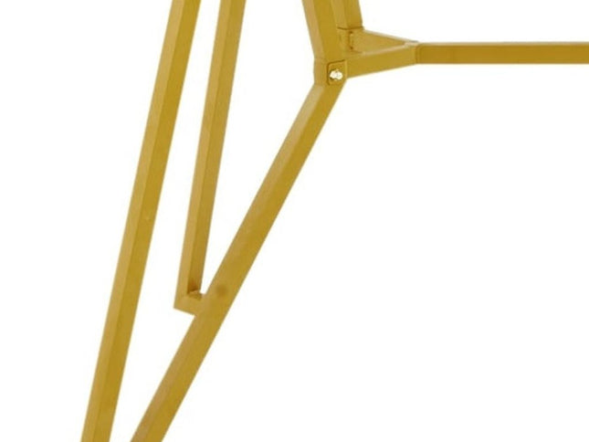 71" White and Gold Glass and Steel Trestle Coffee Table