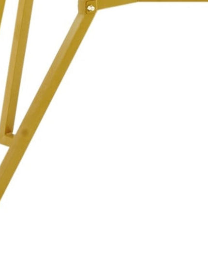 71" White and Gold Glass and Steel Trestle Coffee Table