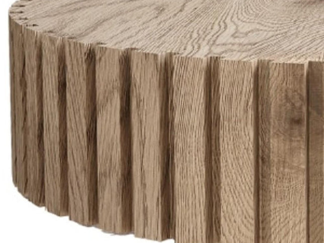 32" Natural Wood Round Pedestal Coffee Table