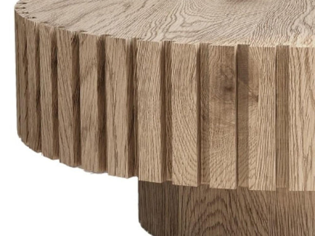 32" Natural Wood Round Pedestal Coffee Table
