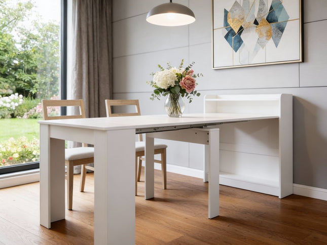 98" White Wood Floor Shelf Coffee Table