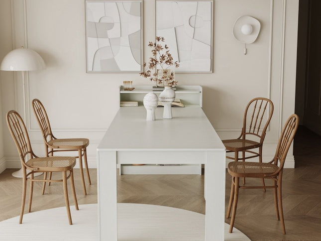 98" White Wood Floor Shelf Coffee Table