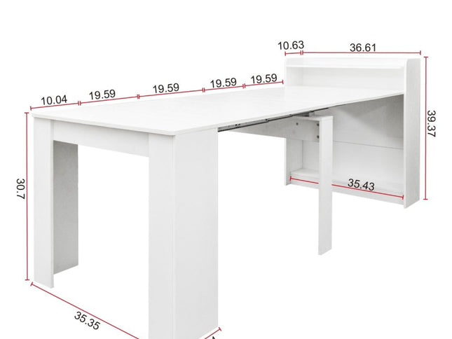 98" White Wood Floor Shelf Coffee Table