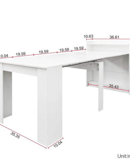 98" White Wood Floor Shelf Coffee Table