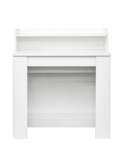 98" White Wood Floor Shelf Coffee Table