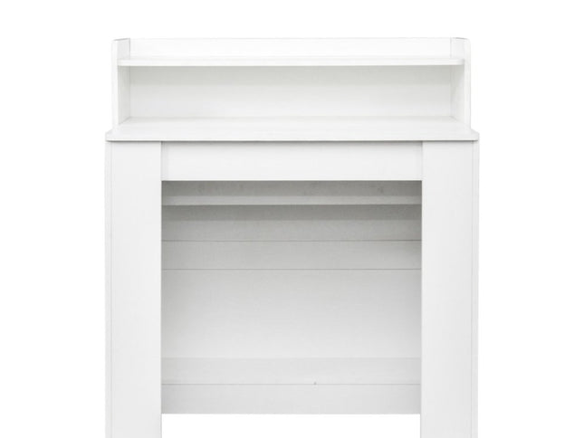 98" White Wood Floor Shelf Coffee Table