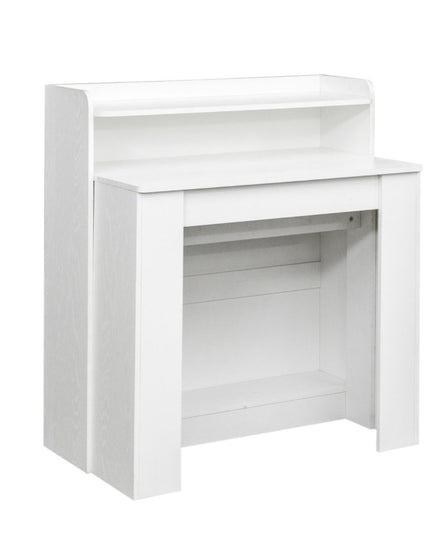 98" White Wood Floor Shelf Coffee Table