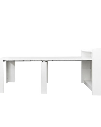 98" White Wood Floor Shelf Coffee Table