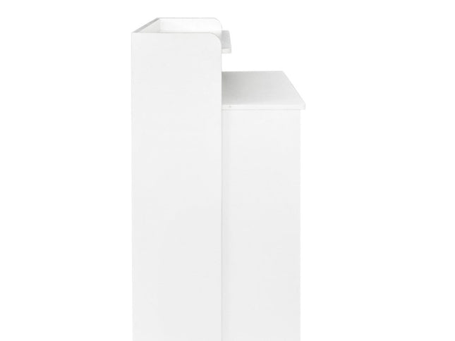 98" White Wood Floor Shelf Coffee Table