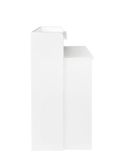 98" White Wood Floor Shelf Coffee Table