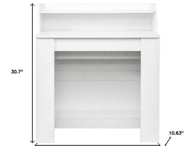 98" White Wood Floor Shelf Coffee Table