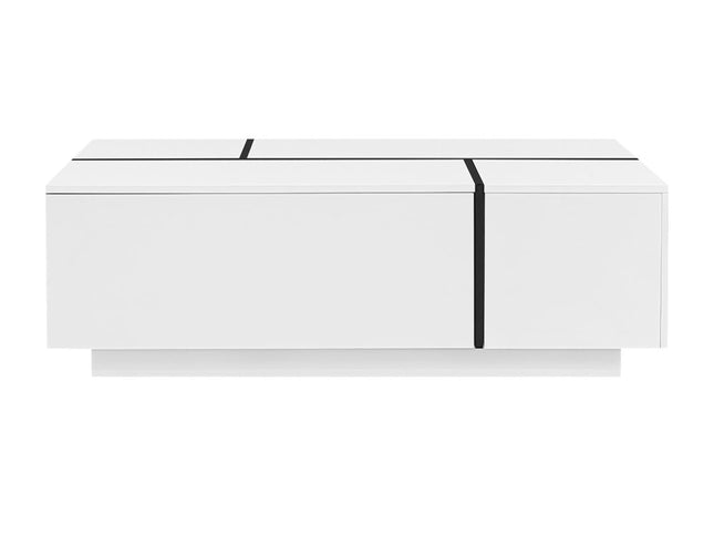 47" White Wood Extendable Coffee Table With Storage