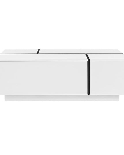 47" White Wood Extendable Coffee Table With Storage