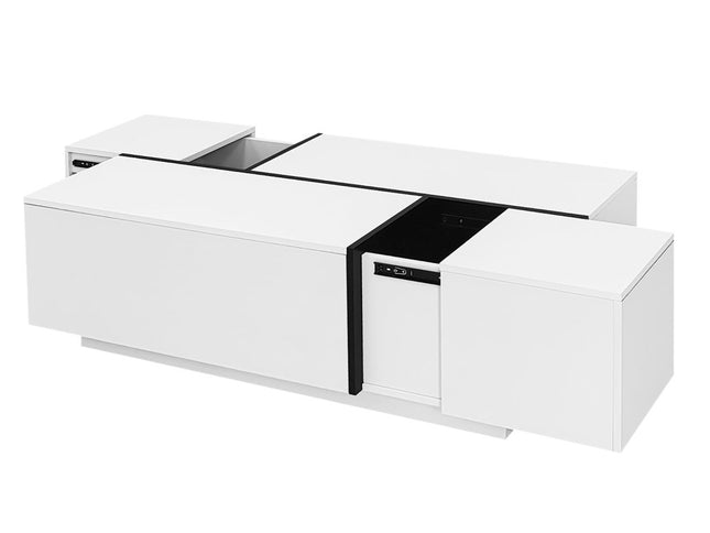 47" White Wood Extendable Coffee Table With Storage