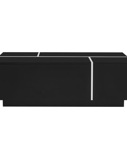 47" Black Wood Extendable Coffee Table With Storage