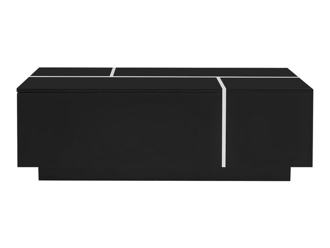 47" Black Wood Extendable Coffee Table With Storage