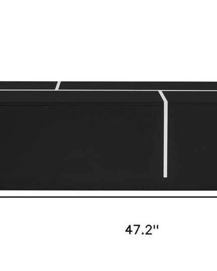 47" Black Wood Extendable Coffee Table With Storage