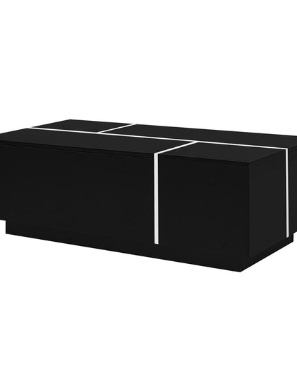 47" Black Wood Extendable Coffee Table With Storage