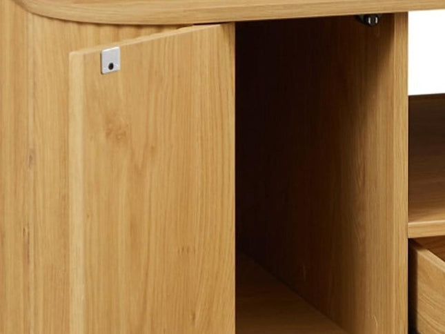 47" Natural Wood Oval Block Coffee Table With Storage