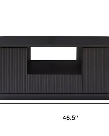 47" Black Wood Oval Block Coffee Table With Storage