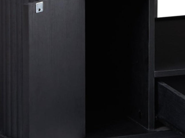 47" Black Wood Oval Block Coffee Table With Storage