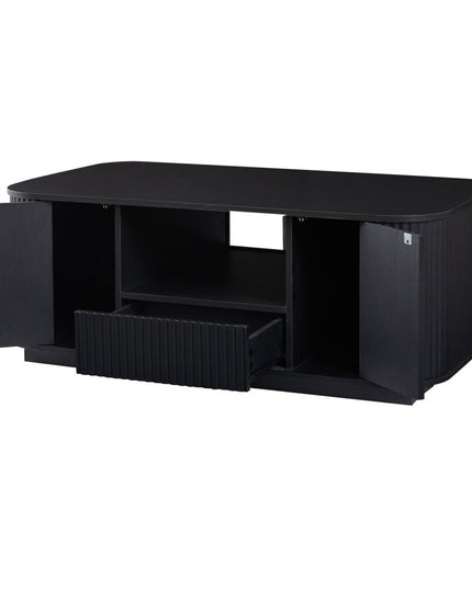 47" Black Wood Oval Block Coffee Table With Storage