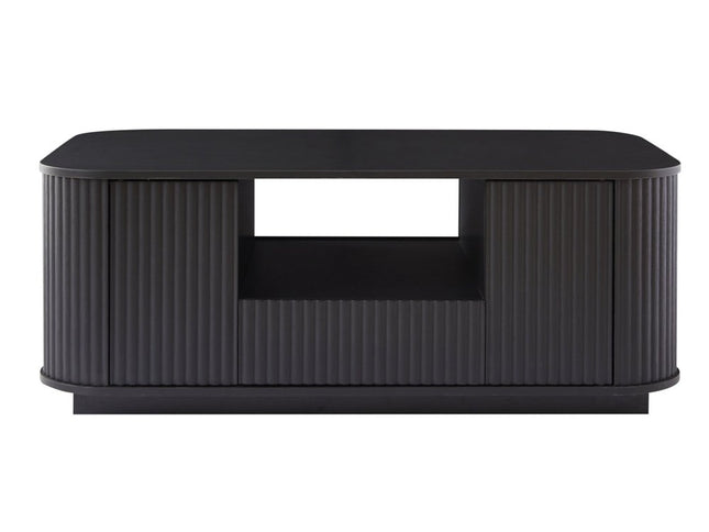 47" Black Wood Oval Block Coffee Table With Storage