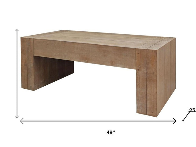 49" Natural Wood Chunky Rectangular Coffee Table
