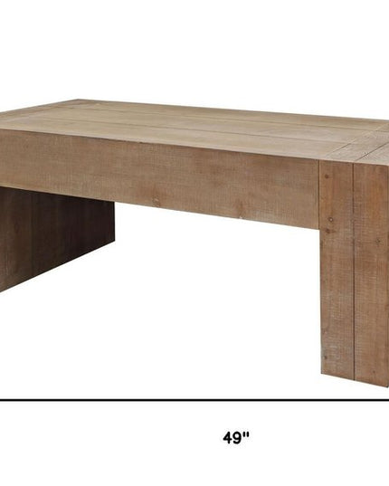 49" Natural Wood Chunky Rectangular Coffee Table