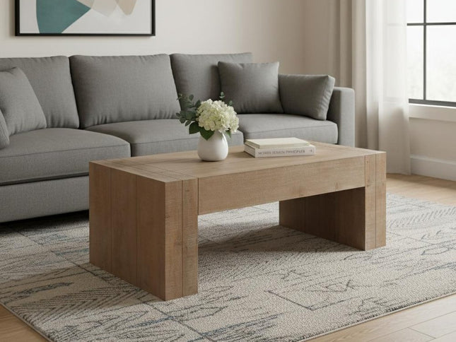 49" Natural Wood Chunky Rectangular Coffee Table