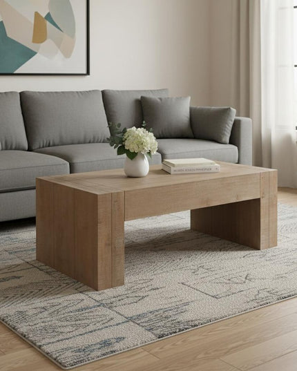 49" Natural Wood Chunky Rectangular Coffee Table