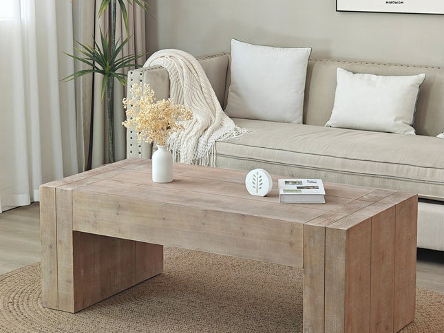 49" Natural Wood Chunky Rectangular Coffee Table