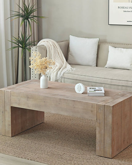 49" Natural Wood Chunky Rectangular Coffee Table