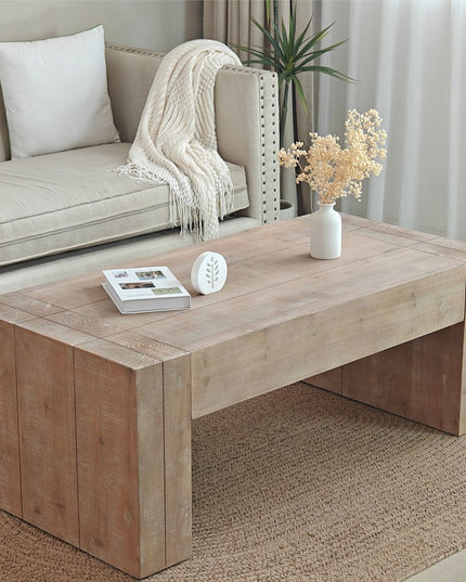 49" Natural Wood Chunky Rectangular Coffee Table