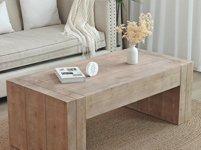 49" Natural Wood Chunky Rectangular Coffee Table