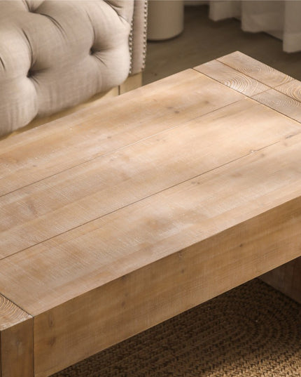 49" Natural Wood Chunky Rectangular Coffee Table
