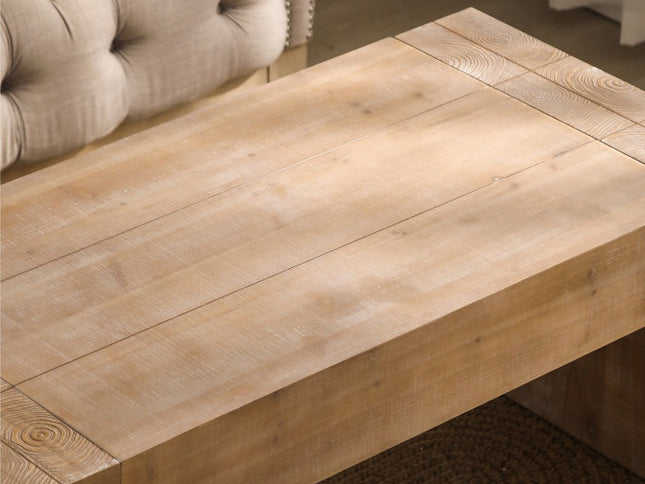 49" Natural Wood Chunky Rectangular Coffee Table