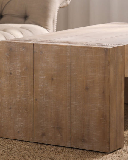 49" Natural Wood Chunky Rectangular Coffee Table