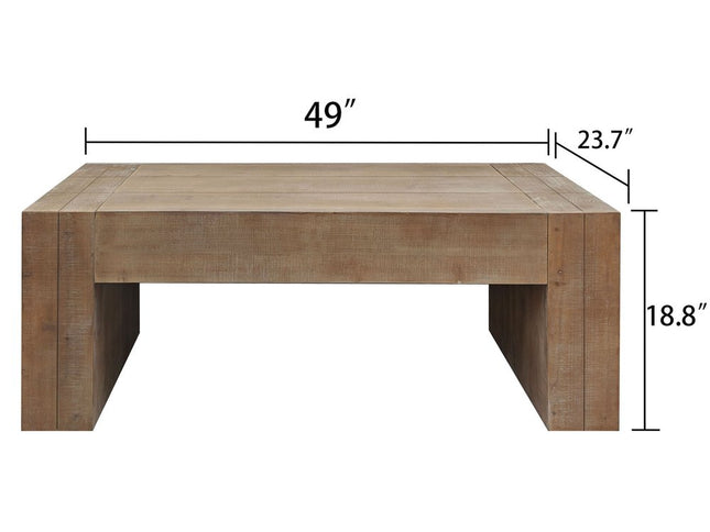 49" Natural Wood Chunky Rectangular Coffee Table
