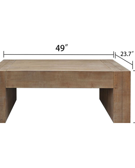 49" Natural Wood Chunky Rectangular Coffee Table