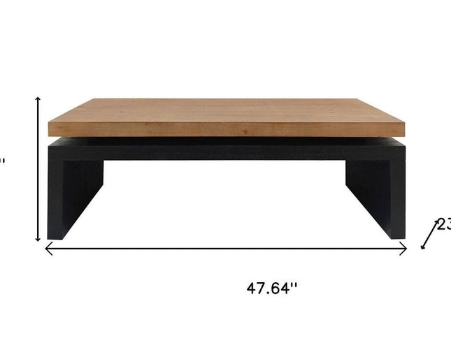 48" Natural and Black Wood Floating Frame Coffee Table