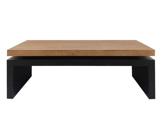 48" Natural and Black Wood Floating Frame Coffee Table