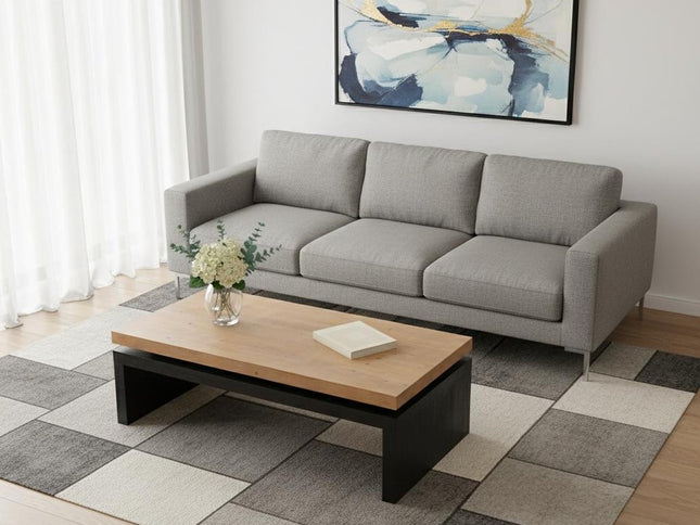 48" Natural and Black Wood Floating Frame Coffee Table