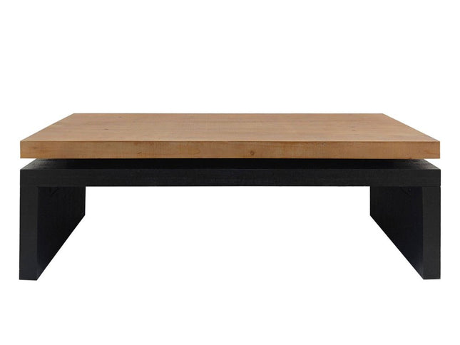 48" Natural and Black Wood Floating Frame Coffee Table