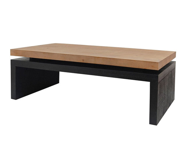 48" Natural and Black Wood Floating Frame Coffee Table