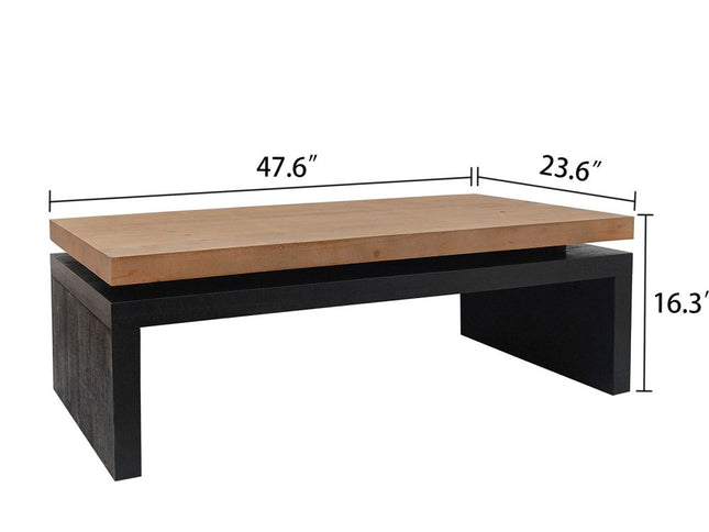 48" Natural and Black Wood Floating Frame Coffee Table