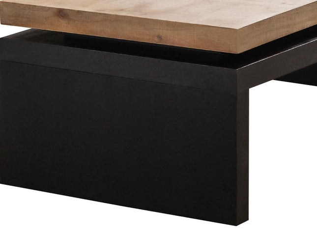 48" Natural and Black Wood Floating Frame Coffee Table
