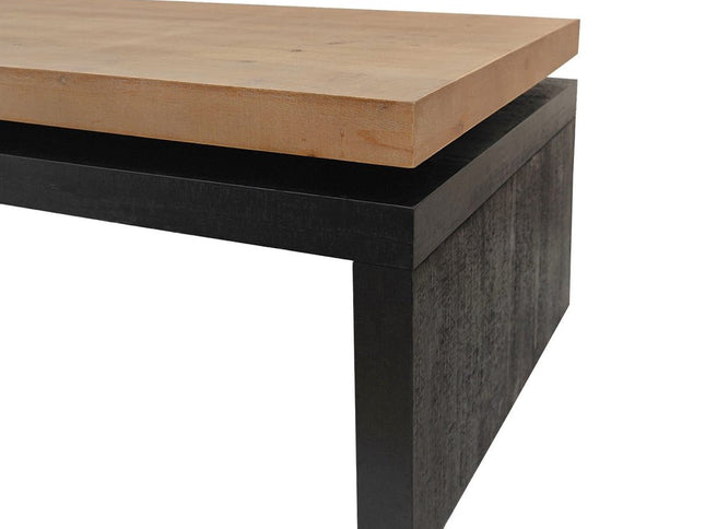 48" Natural and Black Wood Floating Frame Coffee Table